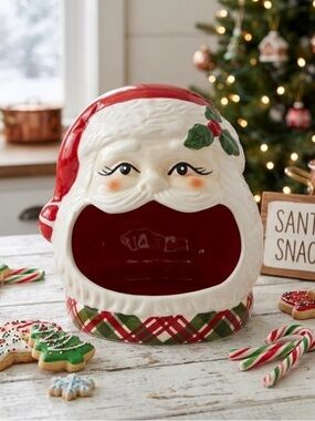 🩷 New Winter Wonder Lane Christmas Santa Candy Dish, Red, White & Green